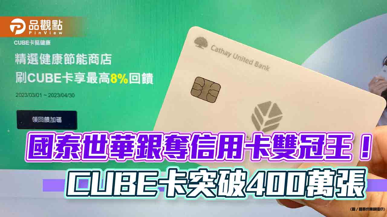 CUBE卡破400萬張！簽帳金額佔全行逾4成　國泰世華銀奪發卡刷卡雙冠王