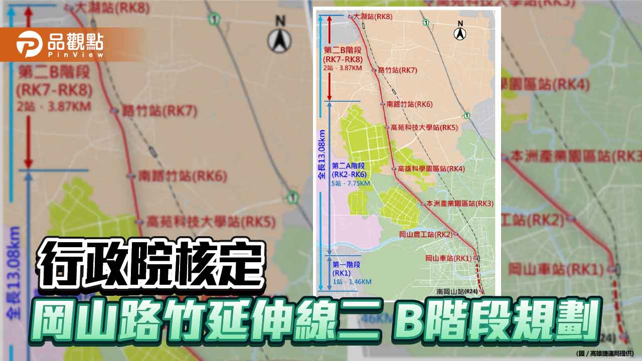 行政院核定岡山路竹延伸線二B階段規劃