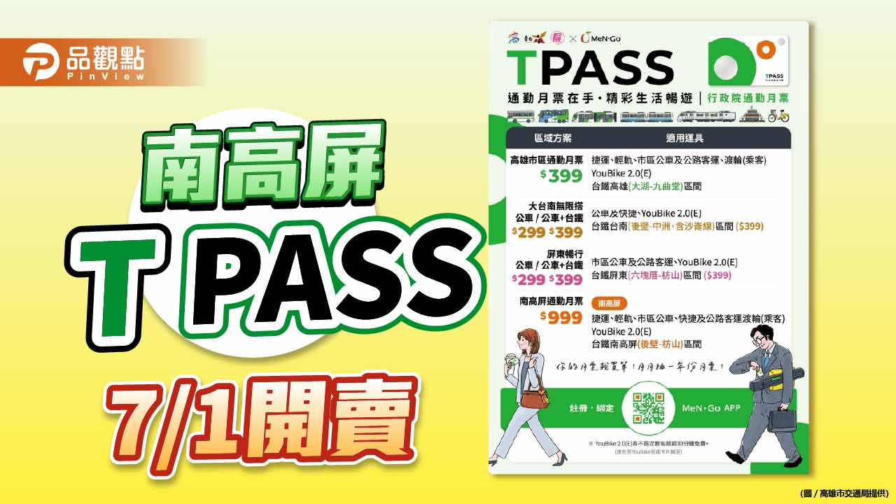 TPASS 通勤月票7/1開賣  南高屏三縣市任你搭