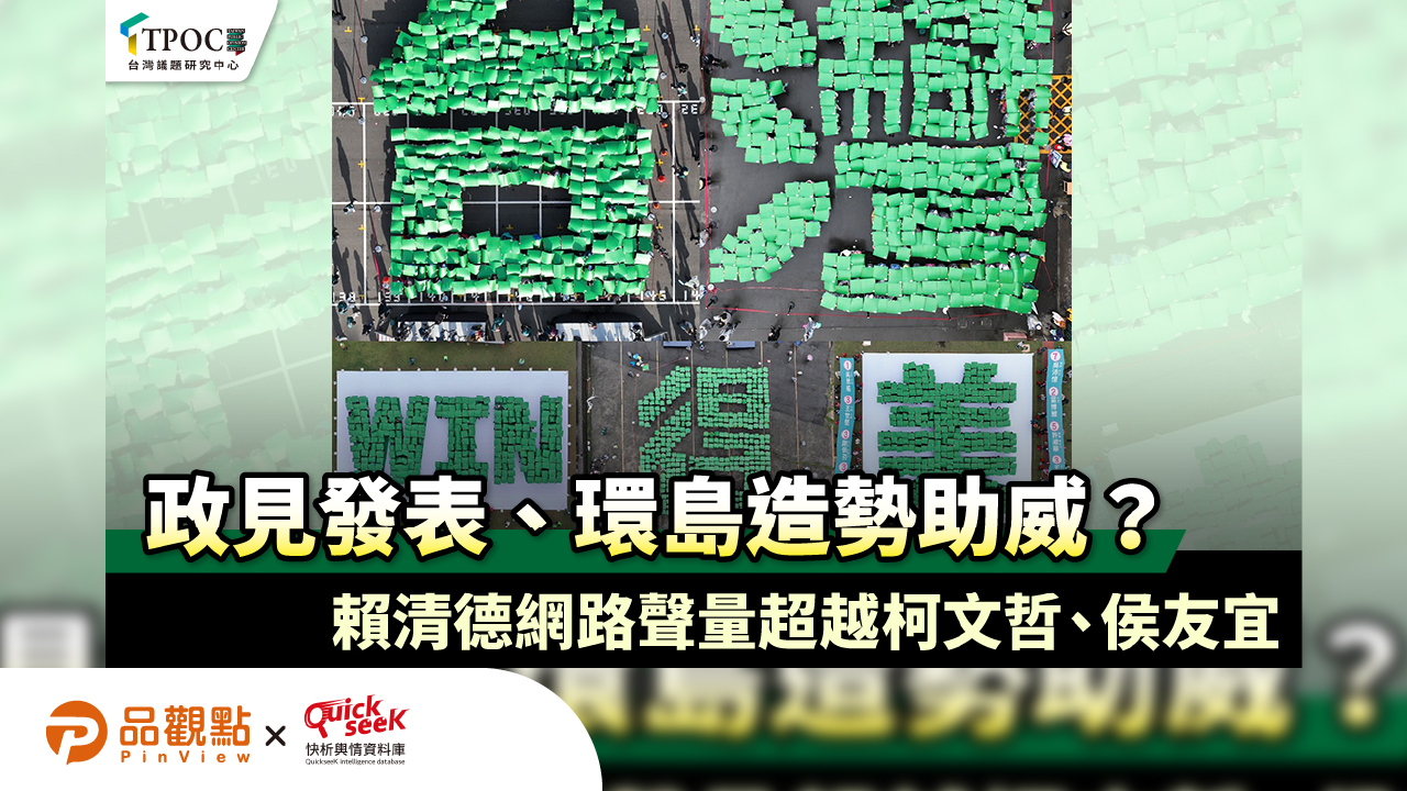 政見發表、環島造勢助威？賴清德網路聲量超越柯文哲、侯友宜