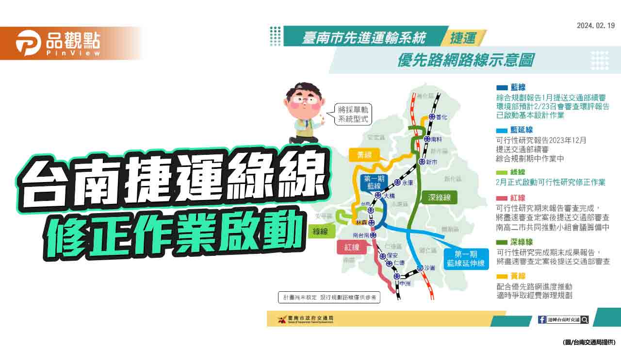 台南捷運綠線可研修正作業啟動！拚年底送審交通部