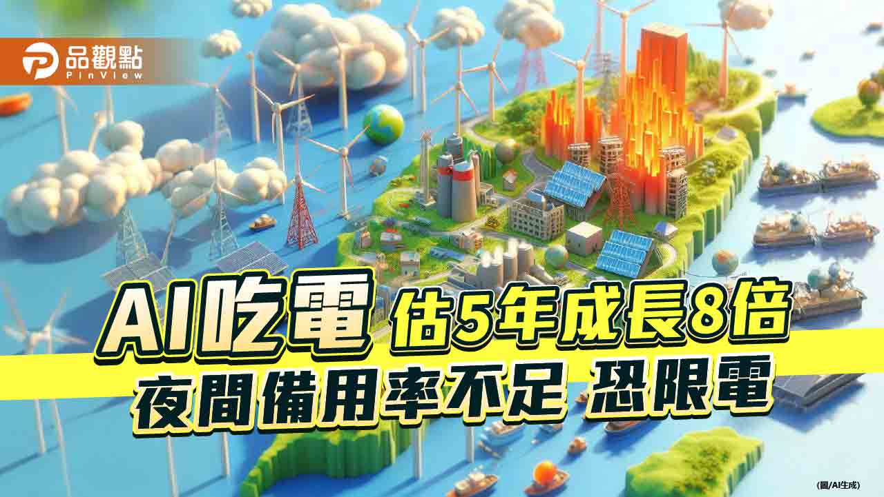 AI吃電 估5年成長8倍 夜間備用率不足 恐限電