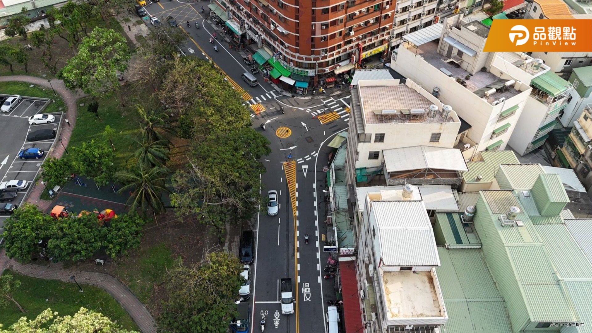 瑞福路、崗山南街路口改善交通安全 設置高市第二個標線型圓環