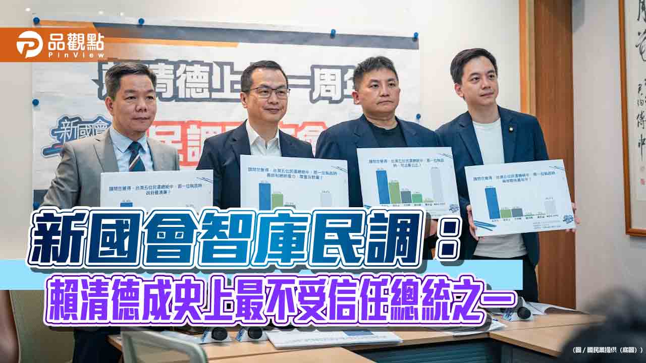 新國會智庫民調：賴清德成史上最不受信任總統之一