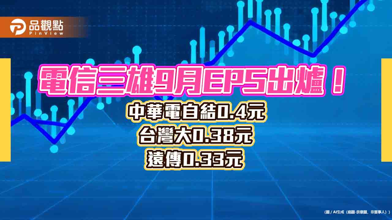 電信三雄前3季EPS出爐！中華電3.79元、台灣大3.49　遠傳9月獲利新高