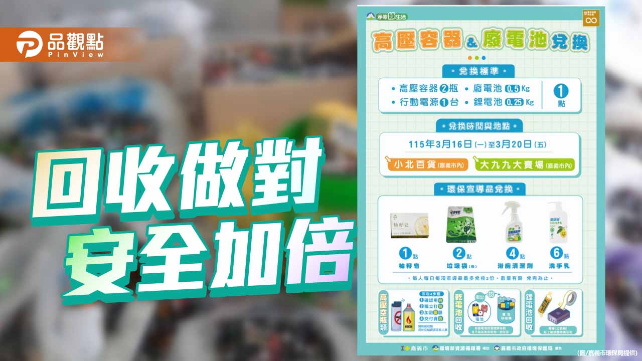 嘉市推易燃回收物安全回收 攜手通路16日起辦兌換活動