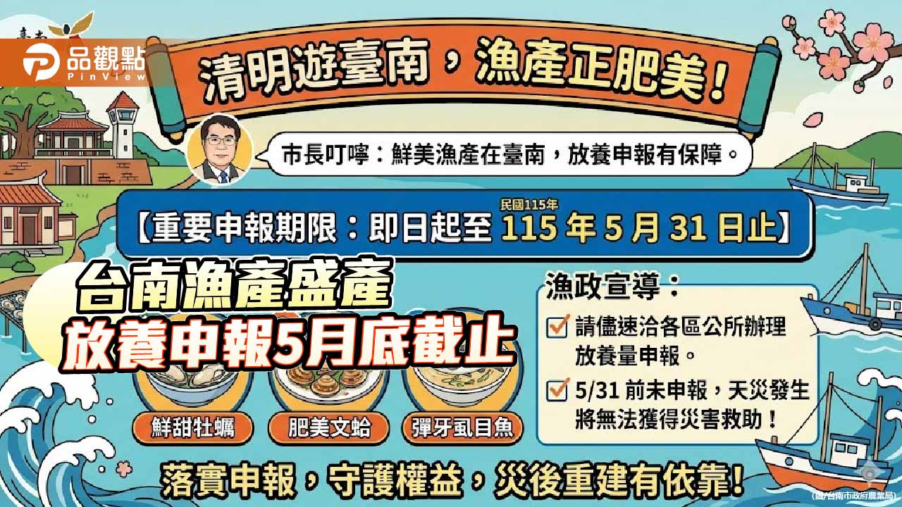 台南蚵仔文蛤虱目魚正肥　未申報恐影響災損補助