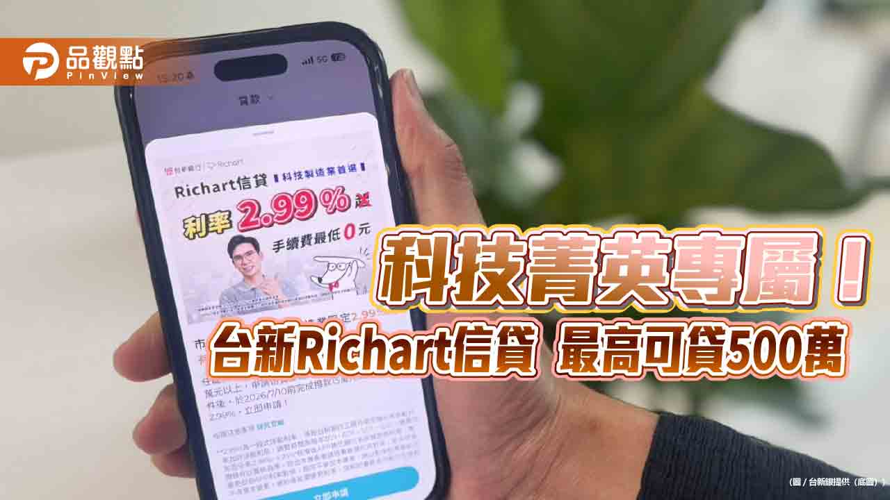 台新Richart信貸利率2.99%！最快18分鐘到帳　最低0手續費  