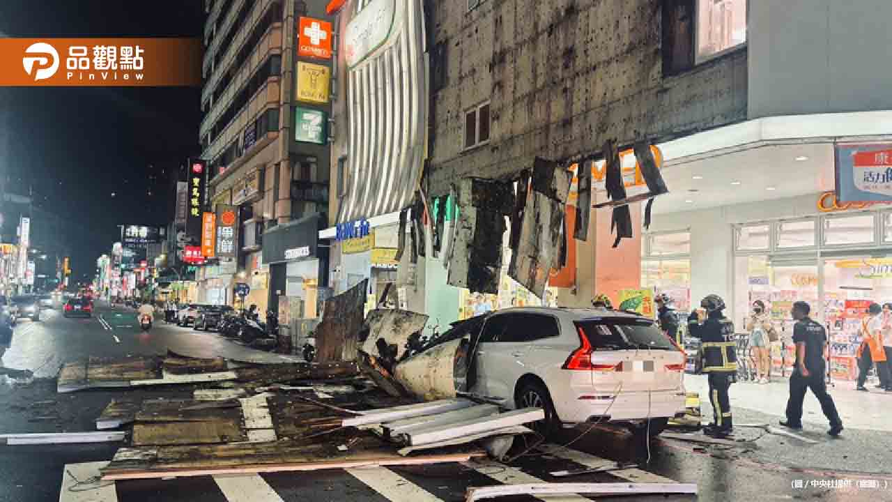 碰！台中勤美藥妝店巨型招牌　從天砸落砸爛車